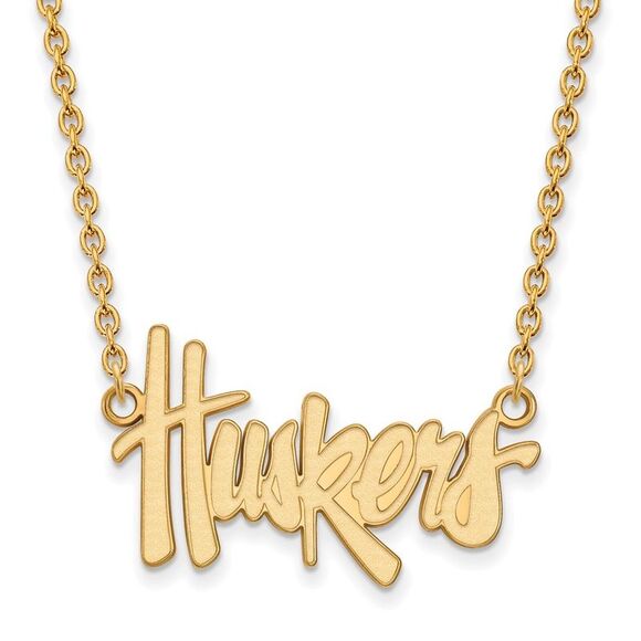 14k Gold Plated Silver U of Nebraska Large Huskers Pendant Necklace